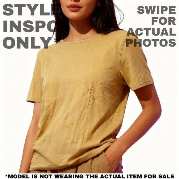 NWT Karen Scott Tan Crew Neck T-Shirt | Size Large [0120] - Picture 2 of 7